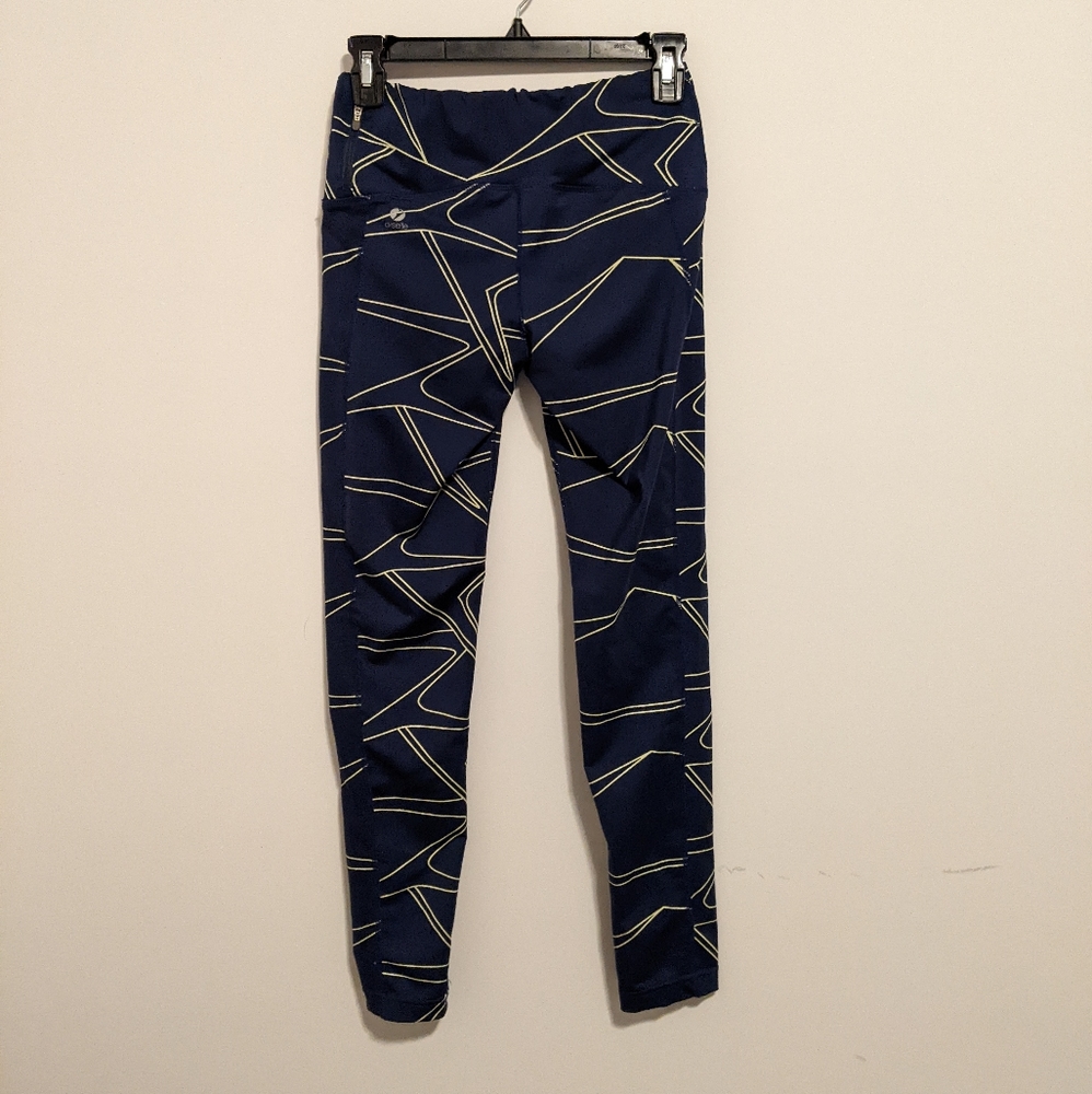 Oiselle blue yellow geometric leggings size 6 - Picture 5 of 11
